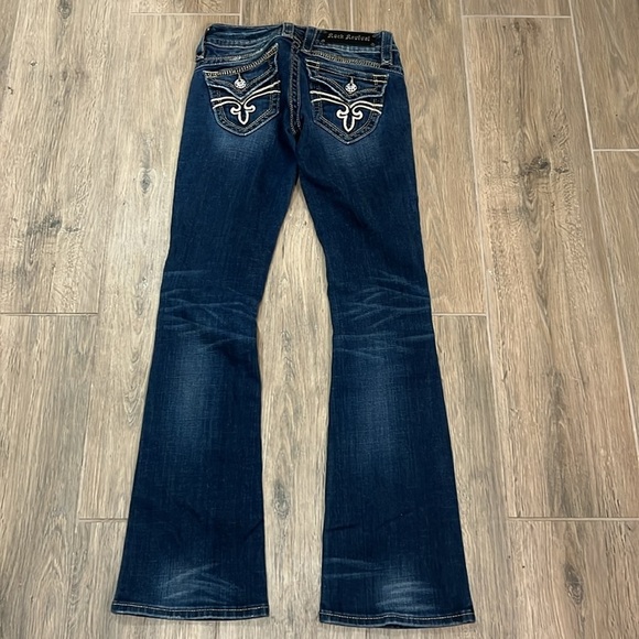 Vintage Rock Revival Jeans Women’s Size 25 Gwen Boot Distressed Buckle Y2K Blue - Picture 15 of 16